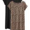 Next Damen 2 PACK - Jerseykleid - Black/animal Print