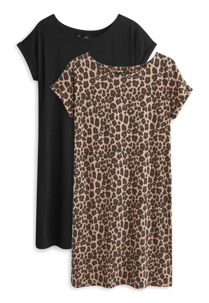 Next Damen 2 PACK - Jerseykleid - Black/animal Print 1 Next Damen 2 PACK - Jerseykleid - Black/animal Print