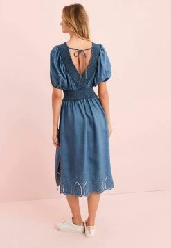 Next Damen V-NECK SHIRRED - Freizeitkleid - Blue -Next Verkäufe 2022 00d95729016d49b1baa3efc9b463a40e