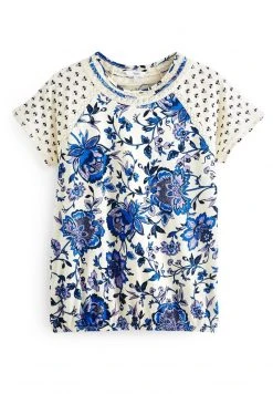 Next Damen BUBBLEHEM RAGLAN - T-Shirt Print - Cream Blue Paisley Print -Next Verkäufe 2022 0147693236154b41a132493a8b491743