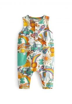 Next Kinder Jumpsuit - Bright Yellow Green Retro Print