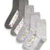 Next Damen PATTERNED FOOTBED ANKLE 5 PACK - Socken - Grey