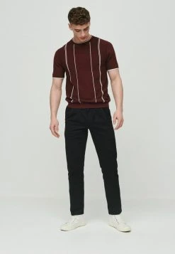 Next Herren KNITTED - T-Shirt Print - Burgundy Red