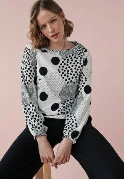Next Damen LONG SLEEVE SHIRRED - Langarmshirt - White