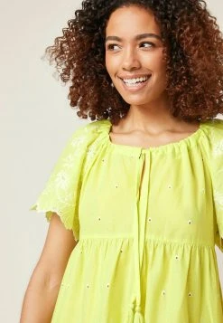 Next Damen SHORT SLEEVE BRODERIE MINI KAFTAN - Freizeitkleid - Yellow -Next Verkäufe 2022 0bca6af1e89740278a7d806c59b6e74b