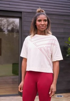 Next Damen BOXY - T-Shirt Basic - Ecru White Logo