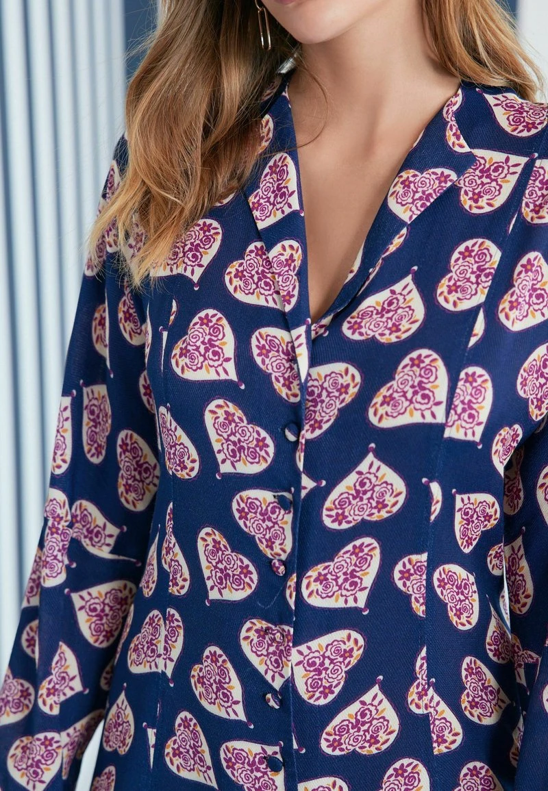 Next Damen Blusenkleid - Celia Birtwell Navy Blue Heart 4 Next Damen Blusenkleid - Celia Birtwell Navy Blue Heart – Bild 4