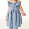 Next Kinder SLEEVELESS FRILL - Freizeitkleid - Blue Denim