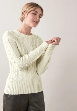 Next PUFF SLEEVE CABLE - Strickpullover - Off-white | Damen