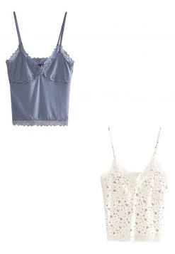 Next Damen 2 PACK - Nachtwäsche Shirt - Cream Blue