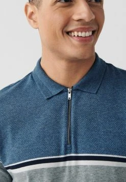 Next BLOCKED ZIP NECK - Poloshirt - Blue | Herren -Next Verkäufe 2022 12fa6655baaf43feb0c0722d018810f8