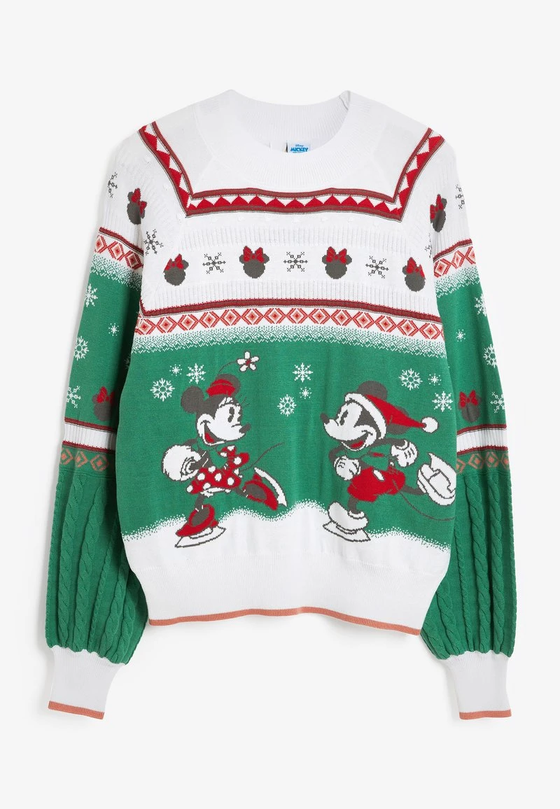 Next Damen CHRISTMAS - Strickpullover - Green, White 1 Next Damen CHRISTMAS - Strickpullover - Green, White