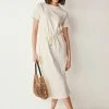 Next Damen WAIST MIDI - Jerseykleid - Ecru White