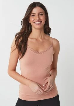 Next Damen LACE TRIM VESTS TWO PACK - Top - Brown