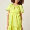 Next Damen SHORT SLEEVE BRODERIE MINI KAFTAN - Freizeitkleid - Yellow