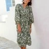 Next Damen KIMONO WRAP DRESS - Freizeitkleid - Green Floral