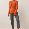 Next Damen PUFF SLEEVE CABLE - Strickpullover - Apricot