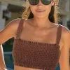 Next Damen SHIRRED SWIMWEAR - Bikini-Top - Chocolate Brown