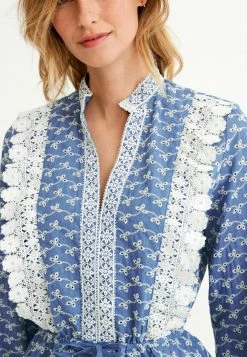 Next BRODERIE LONG SLEEVE - Tunika - Blue | Damen -Next Verkäufe 2022 1c26cc3e03fc49cda92ea787de5d5e08