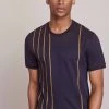 Next T-Shirt Print - Navy Blue Vertical Tan | Herren