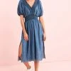 Next Damen V-NECK SHIRRED - Freizeitkleid - Blue
