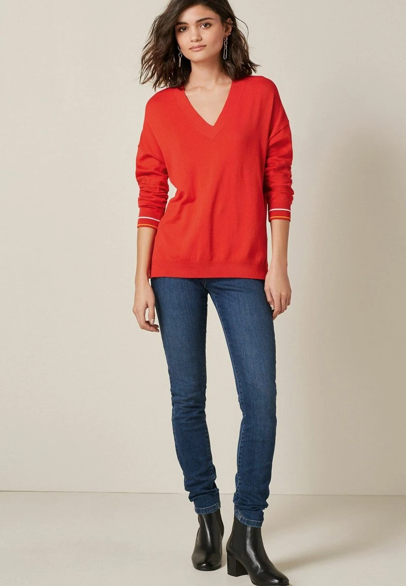 Next Damen SIDE RIB DETAIL - Strickpullover - Red 1 Next Damen SIDE RIB DETAIL - Strickpullover - Red