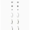 Next Damen SILVER TONE STUD AND HOOP MULTI EARRING PACK - Ohrringe - Silver
