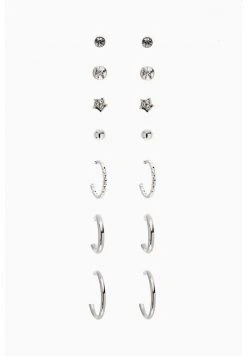 Next Damen SILVER TONE STUD AND HOOP MULTI EARRING PACK - Ohrringe - Silver