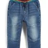 Next Kinder RAINBOW RIB WAIST - Jeans Relaxed Fit - Dark Blue