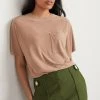 Next Damen T-Shirt Basic - Tan Brown