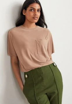 Next Damen T-Shirt Basic - Tan Brown