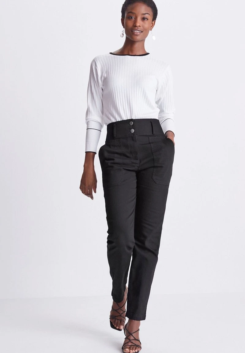 Next Damen HIGH WAIST - Stoffhose - Black 2 Next Damen HIGH WAIST - Stoffhose - Black – Bild 2