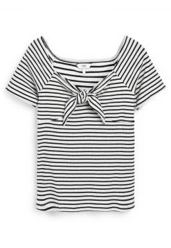 Next Damen TIE KEYHOLE SHORT SLEEVE - T-Shirt Print - Black White Stripe -Next Verkäufe 2022 2b6ff9b414ea481ca3b0a7c84b6685f7