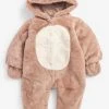Next Kinder HOODED BEAR PRAMSUIT - Jumpsuit - Light Brown