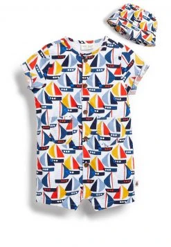 Next Kinder ROMPER WITH BUCKET SET - Jumpsuit - Blue Geometric Boat