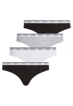 Next Damen COTTON RICH LOGO KNICKERS 4 PACK-THONG - String - Black