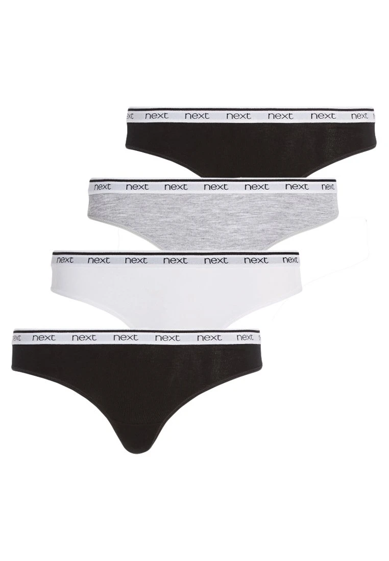 Next Damen COTTON RICH LOGO KNICKERS 4 PACK-THONG - String - Black 1 Next Damen COTTON RICH LOGO KNICKERS 4 PACK-THONG - String - Black