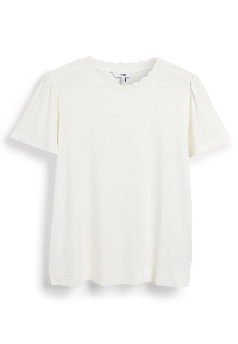 Next Damen SCALLOP SHORT SLEEVE - T-Shirt Basic - Off-white 4 Next Damen SCALLOP SHORT SLEEVE - T-Shirt Basic - Off-white – Bild 4