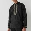 Next Herren EMBROIDERED REGULAR LENGTH KURTA - Hemd - Black