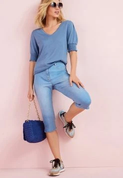 Next Damen PEDAL PUSHER - Jeans Shorts - Mid Blue