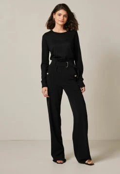 Next Damen BUTTON DETAIL LIGHTWEIGHT - Strickpullover - Black