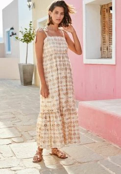 Next Damen BRODERIE - Freizeitkleid - White Ecru