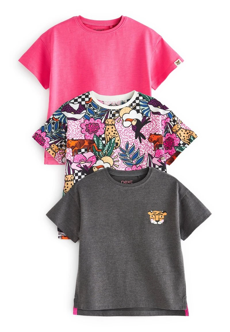 Next Kinder 3 PACK - T-Shirt Print - Pink /black 1 Next Kinder 3 PACK - T-Shirt Print - Pink /black