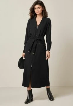 Next Damen MIDI ZIP FRONT - Blusenkleid - Black