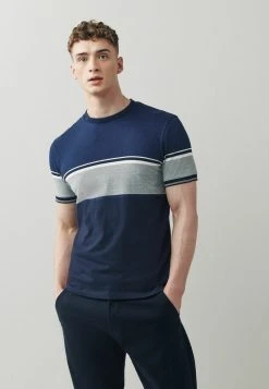 Next BLOCKED - T-Shirt Print - Navy Blue Textured | Herren