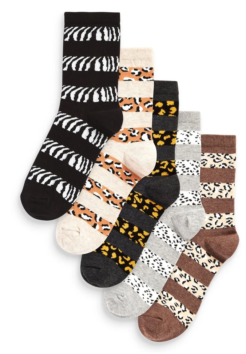 Next Damen ANIMAL STRIPE PRINT 5 PACK - Socken - Offwhite 1 Next Damen ANIMAL STRIPE PRINT 5 PACK - Socken - Offwhite