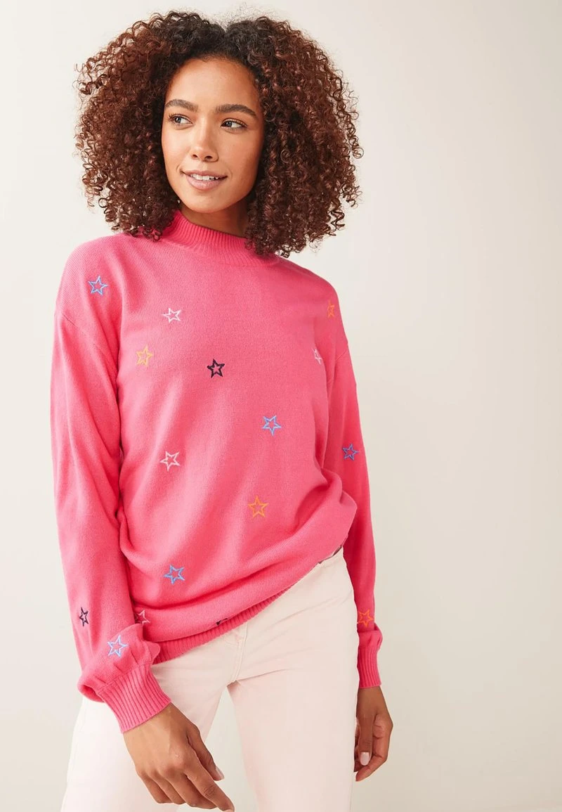 Next Damen LONG COSY - Strickpullover - Pink 1 Next Damen LONG COSY - Strickpullover - Pink