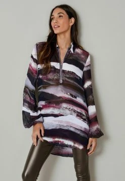 Next Damen ZIP NECK LONGLINE - Bluse - Black