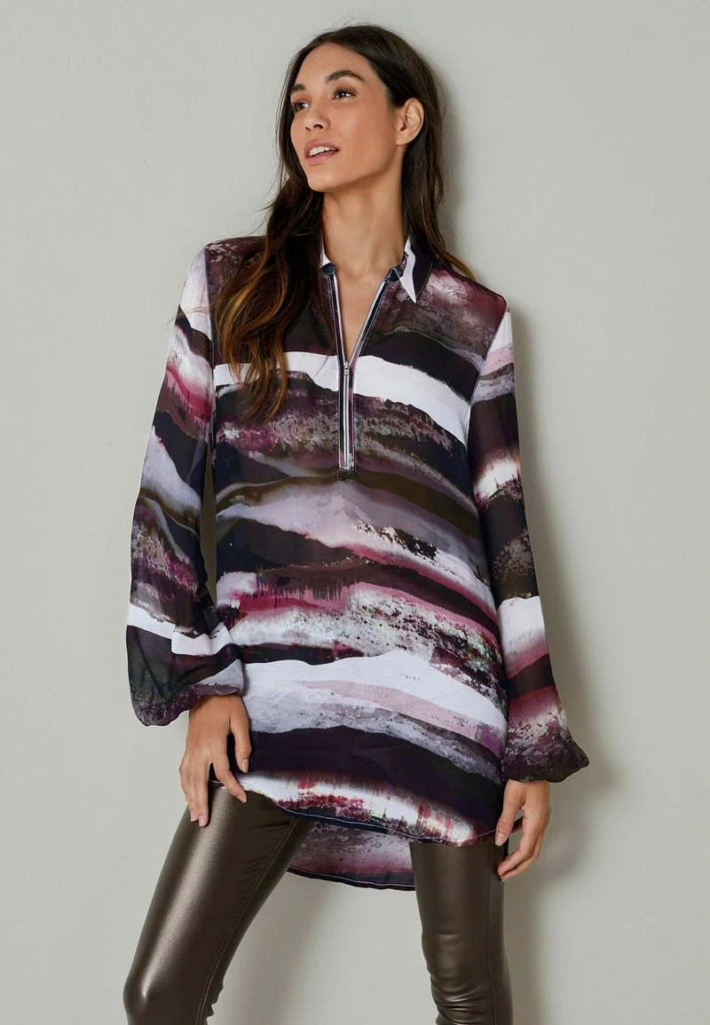 Next Damen ZIP NECK LONGLINE - Bluse - Black 1 Next Damen ZIP NECK LONGLINE - Bluse - Black