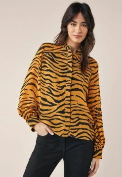 Next Damen TRIM DETAIL - Hemdbluse - Ochre Yellow Black Animal